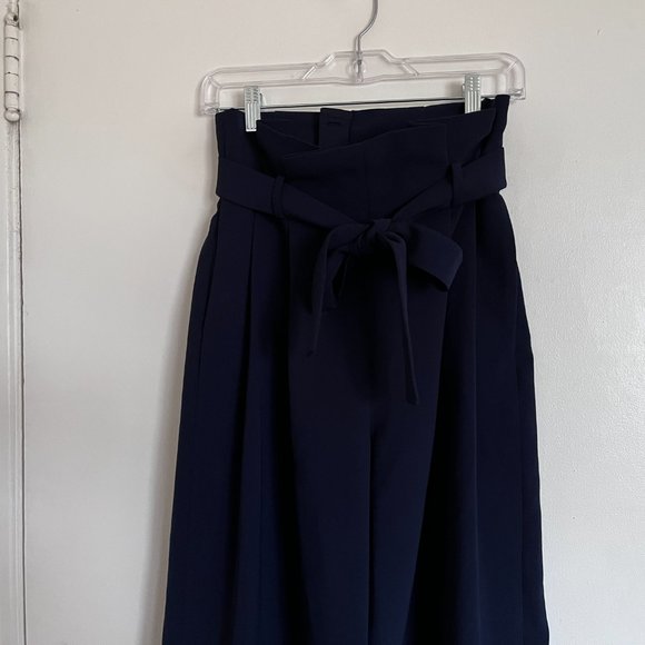 COS - Paperbag fall Leg Trousers Navy High Rise Pant - Picture 4 of 6